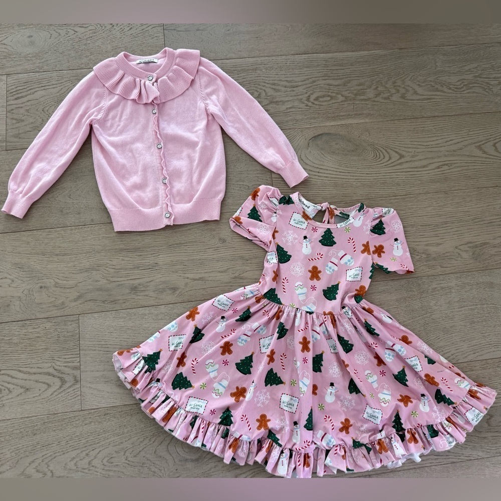 Girls Little Stocking Co. Christmas set. Twirl dress and sweater set. Size 4/5